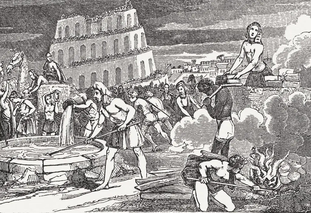 Строительство Вавилонской башни, гравюра 1835 года Строительство Вавилонской башни, гравюра 1835 года