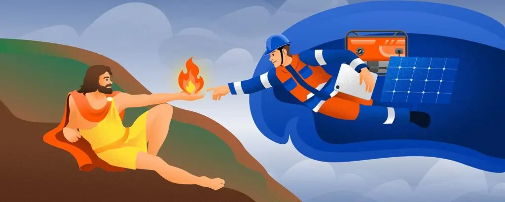 Прометей делится с инженером огнем знаний