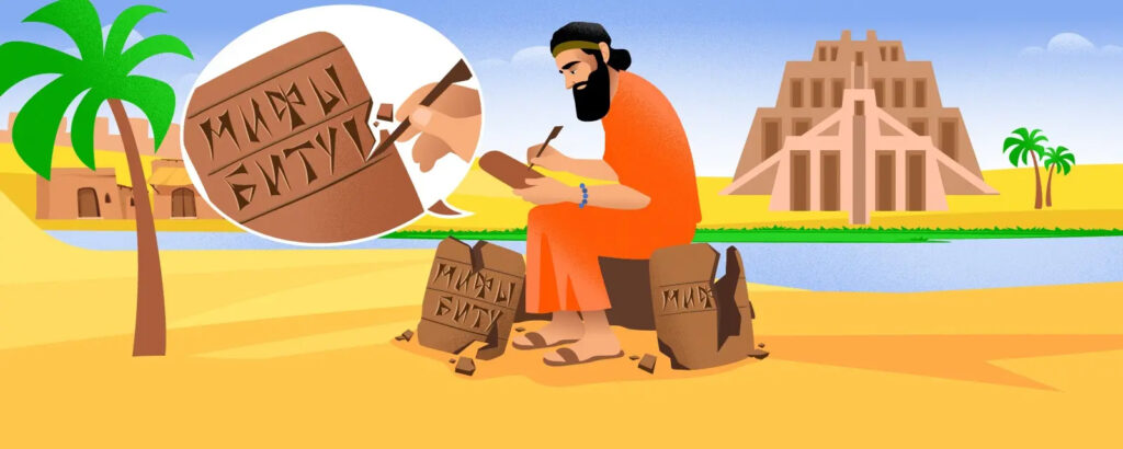 Шумер пишет на глиняных табличках слово «БИТУМ»