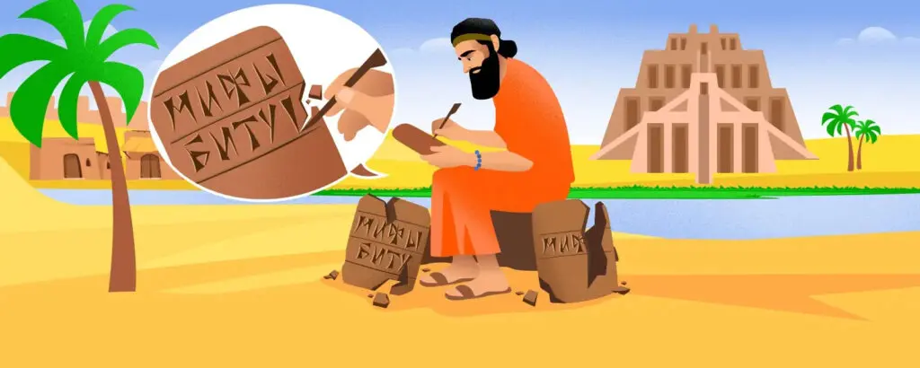 Шумер пишет на глиняных табличках слово «БИТУМ»