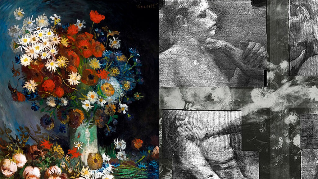 Винсент Ван Гог Жизнь с луговыми цветами и розами и изображение