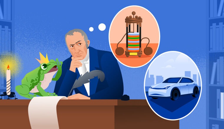 Царевна-лягушка нашептывает Алессандро Вольта визионерские идеи