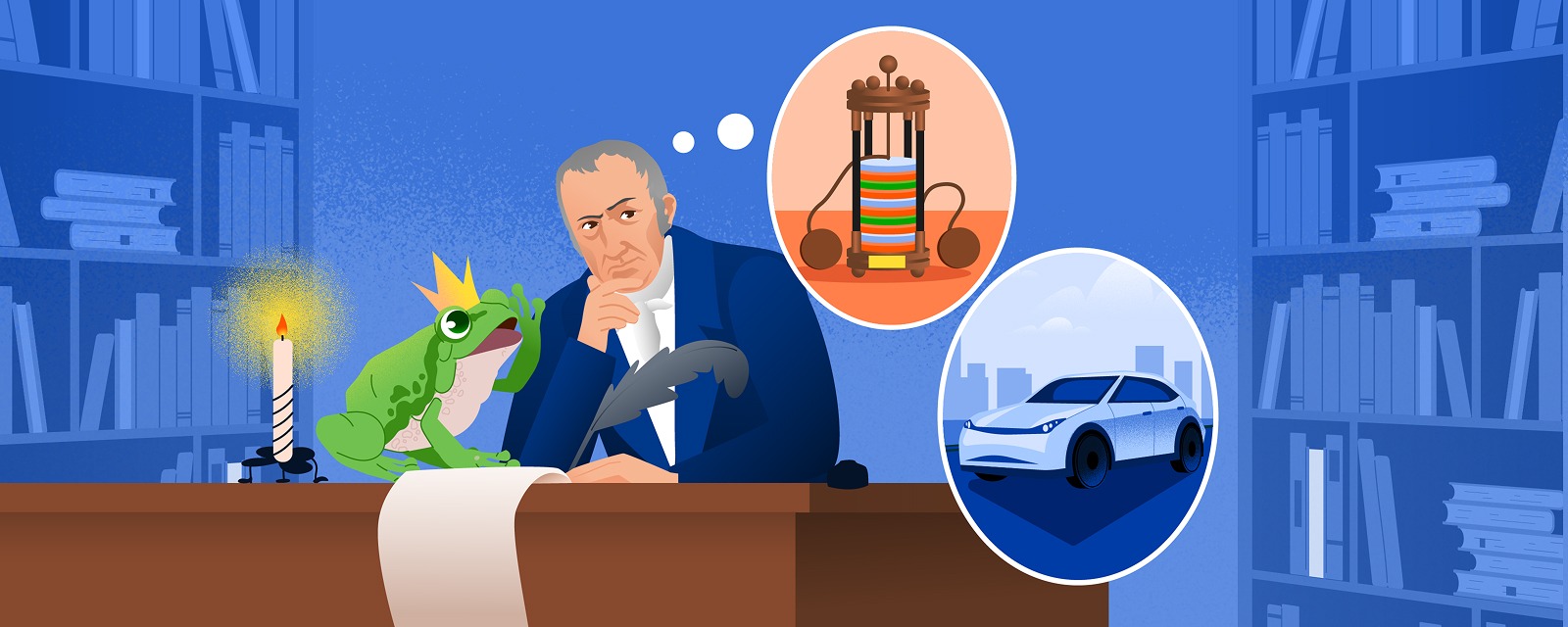 Царевна-лягушка нашептывает Алессандро Вольта визионерские идеи