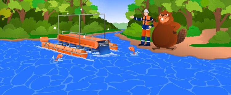 Современный инженер хвастается бобру бесплотинной гидроэлектростанцией