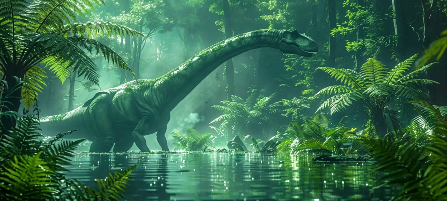 Динозавр среди папоротников