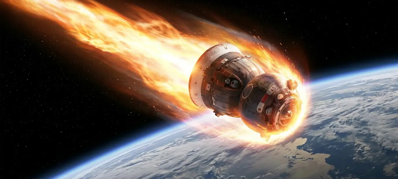 Космический корабль входит в атмосферу