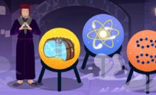 Средневековый алхимик в своей лаборатории с помощью заклинаний увидел токамак, структуру атома и строение белка