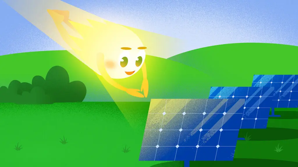 Фотон «вливается» в фотоэлемент солнечной панели