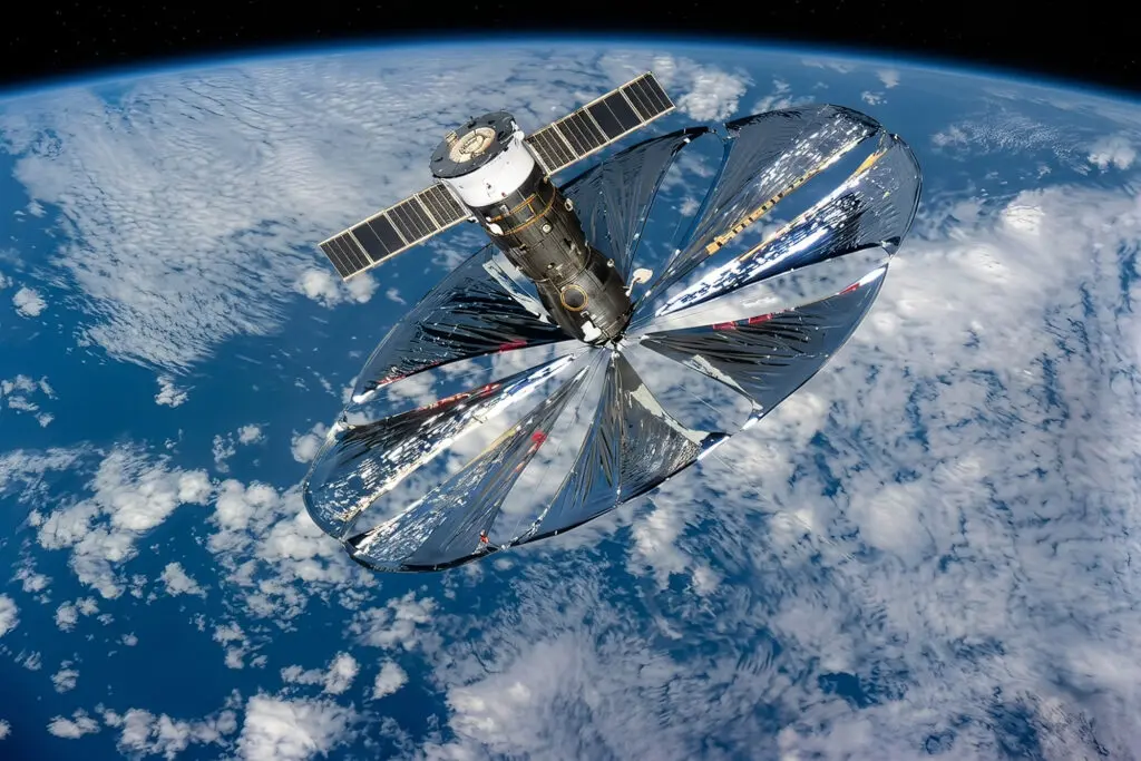 Сгенерировано нейросетью на основе оригинального фото солнечного «зеркала» проекта «Знамя»