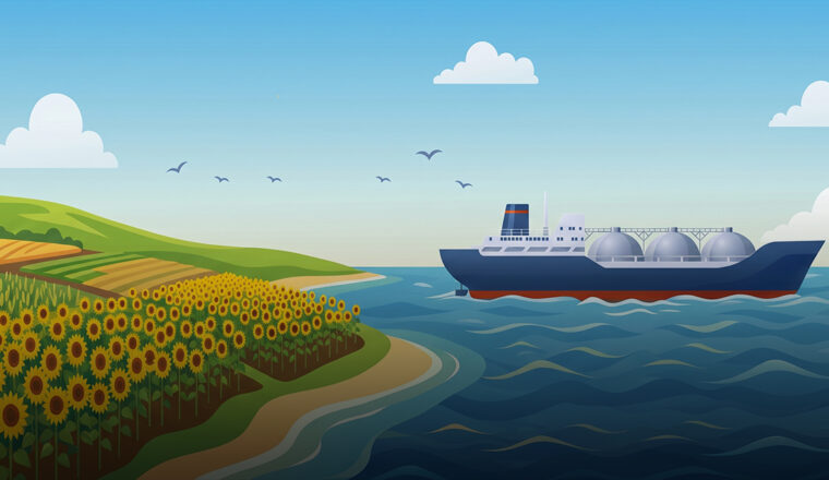 Грузовое судно в море. Изображение сгенерировано нейросетью